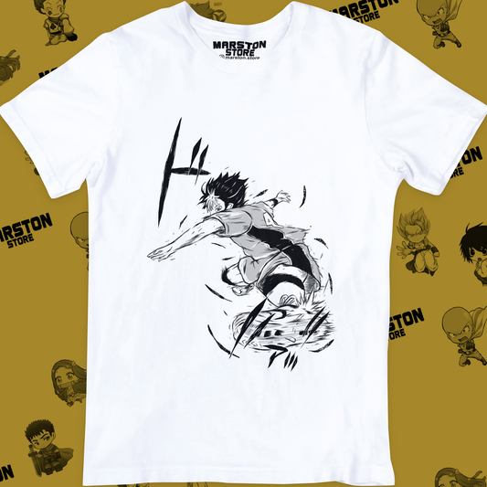 Polera blanca de Haikyuu!! con Yuu Nishinoya