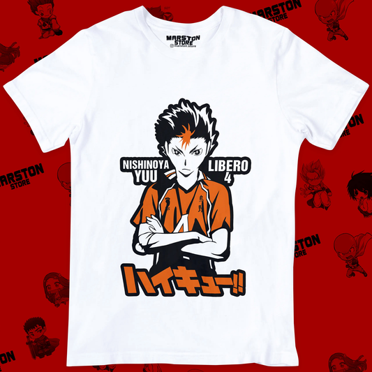 Polera blanca de Haikyuu!! con Yuu Nishinoya