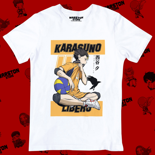 Polera blanca de Haikyuu!! con Yuu Nishinoya