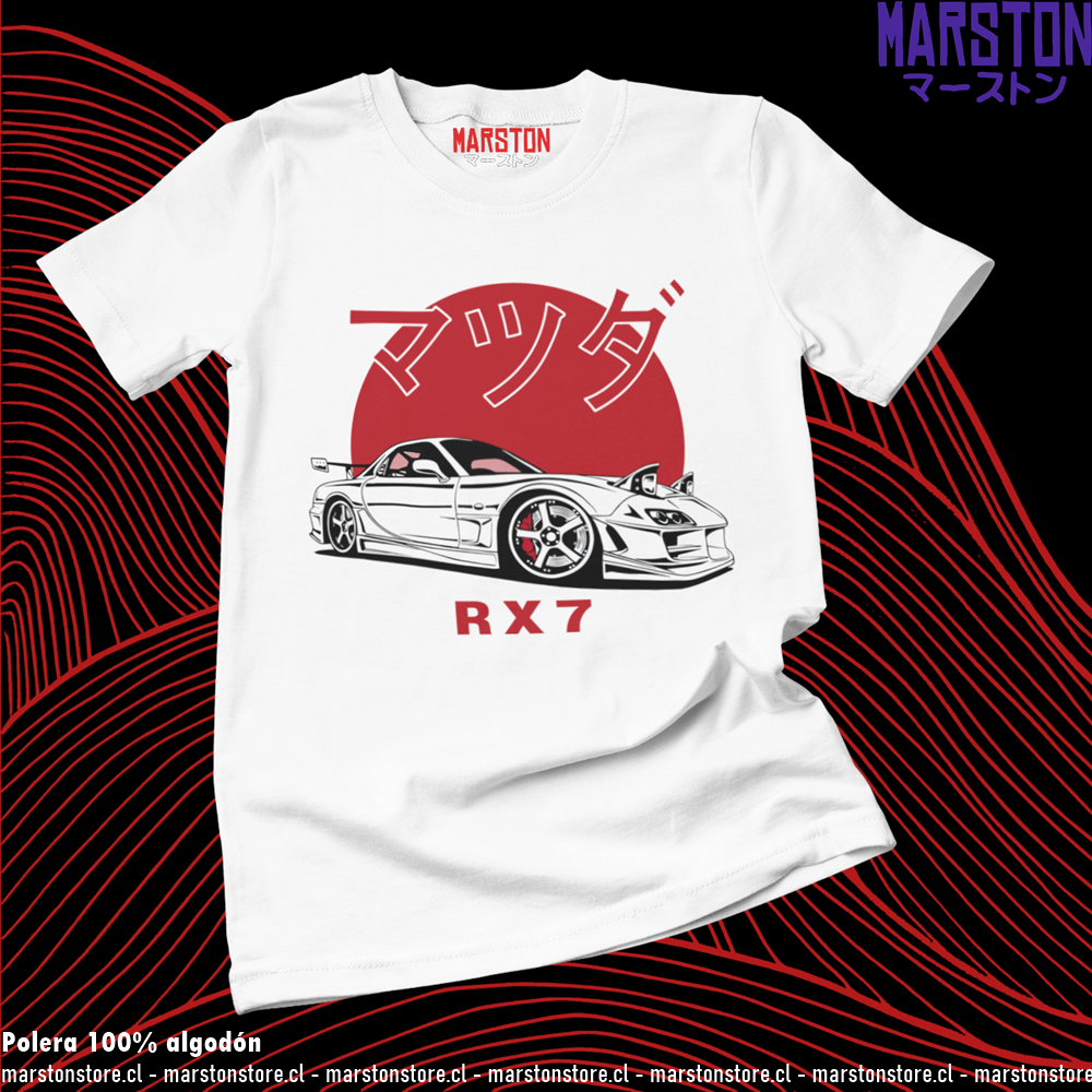 Polera blanca de Initial D con Mazda RX-7