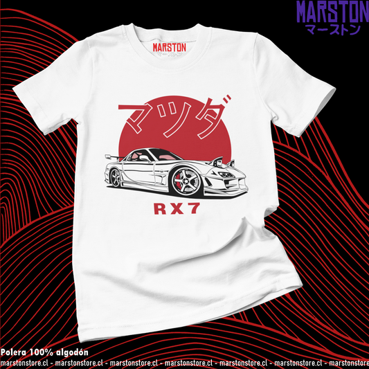 Polera blanca de Initial D con Mazda RX-7