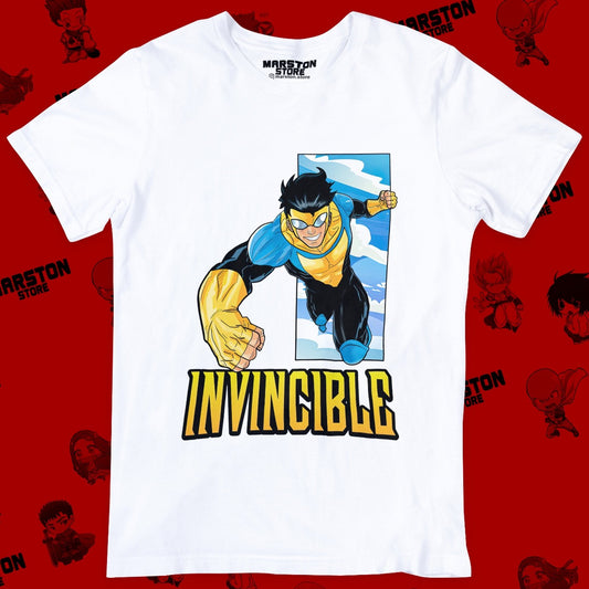 Polera blanca de Invincible con Mark Grayson