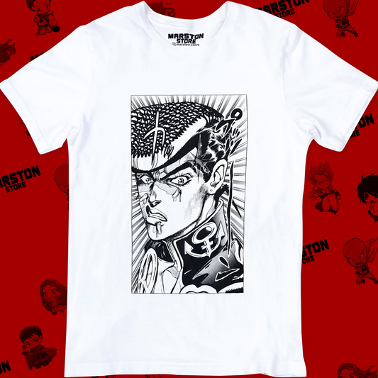 Polera blanca de JoJo's Bizarre Adventure con diseño anime