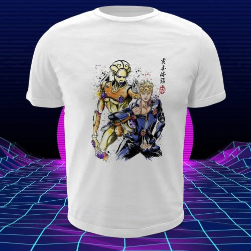 Polera blanca de JoJo's Bizarre Adventure con diseño anime