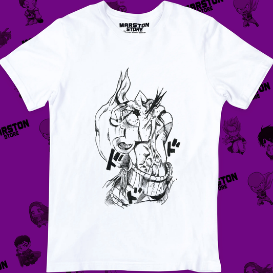 Polera blanca de JoJo's Bizarre Adventure con diseño anime