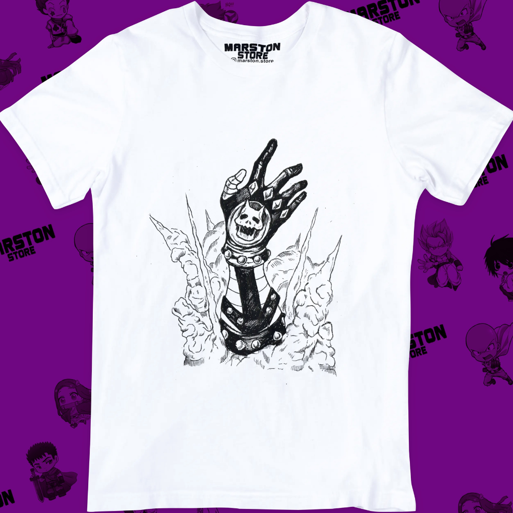 Polera blanca de JoJo's Bizarre Adventure con diseño anime