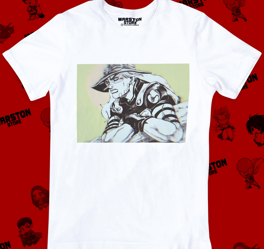 Polera blanca de JoJo's Bizarre Adventure con diseño anime