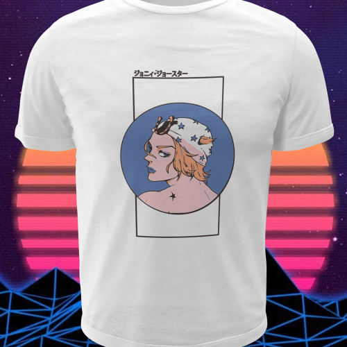 Polera blanca de JoJo's Bizarre Adventure con diseño anime