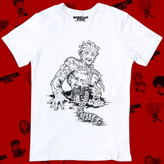 Polera blanca de JoJo's Bizarre Adventure con diseño anime