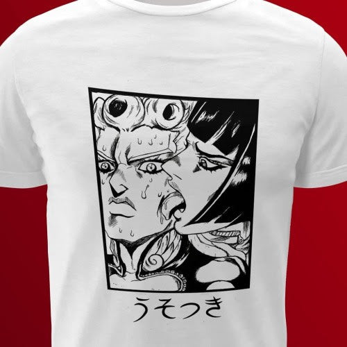 Polera blanca de JoJo's Bizarre Adventure con Giorno Giovanna y Bruno Bucciarati
