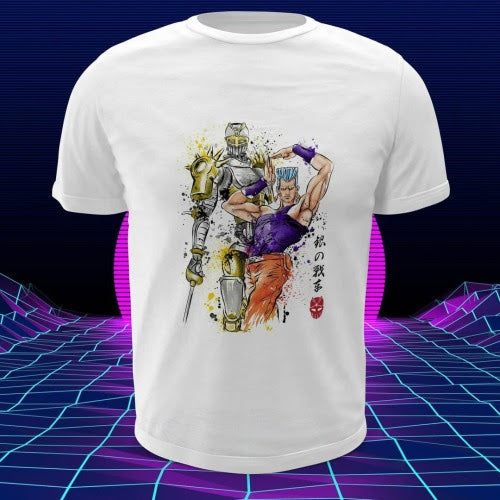 Polera blanca de JoJo's Bizarre Adventure con Jean Pierre Polnareff