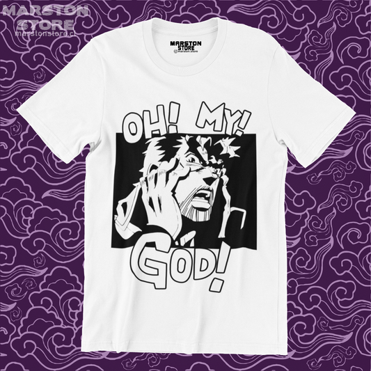 Polera blanca de JoJo's Bizarre Adventure con Joseph Joestar
