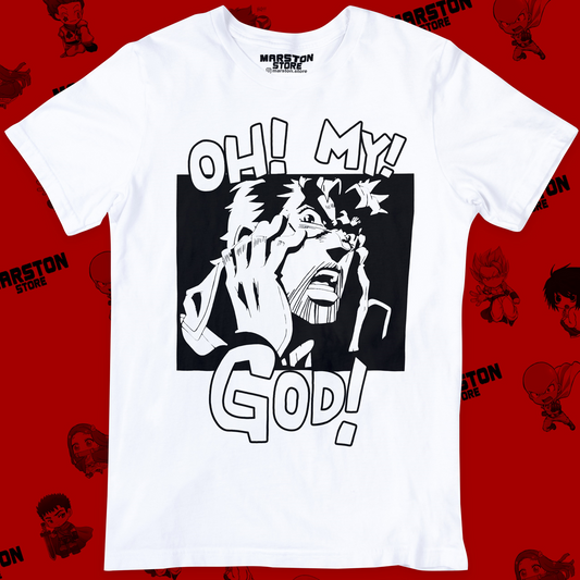 Polera blanca de JoJo's Bizarre Adventure con Joseph Joestar