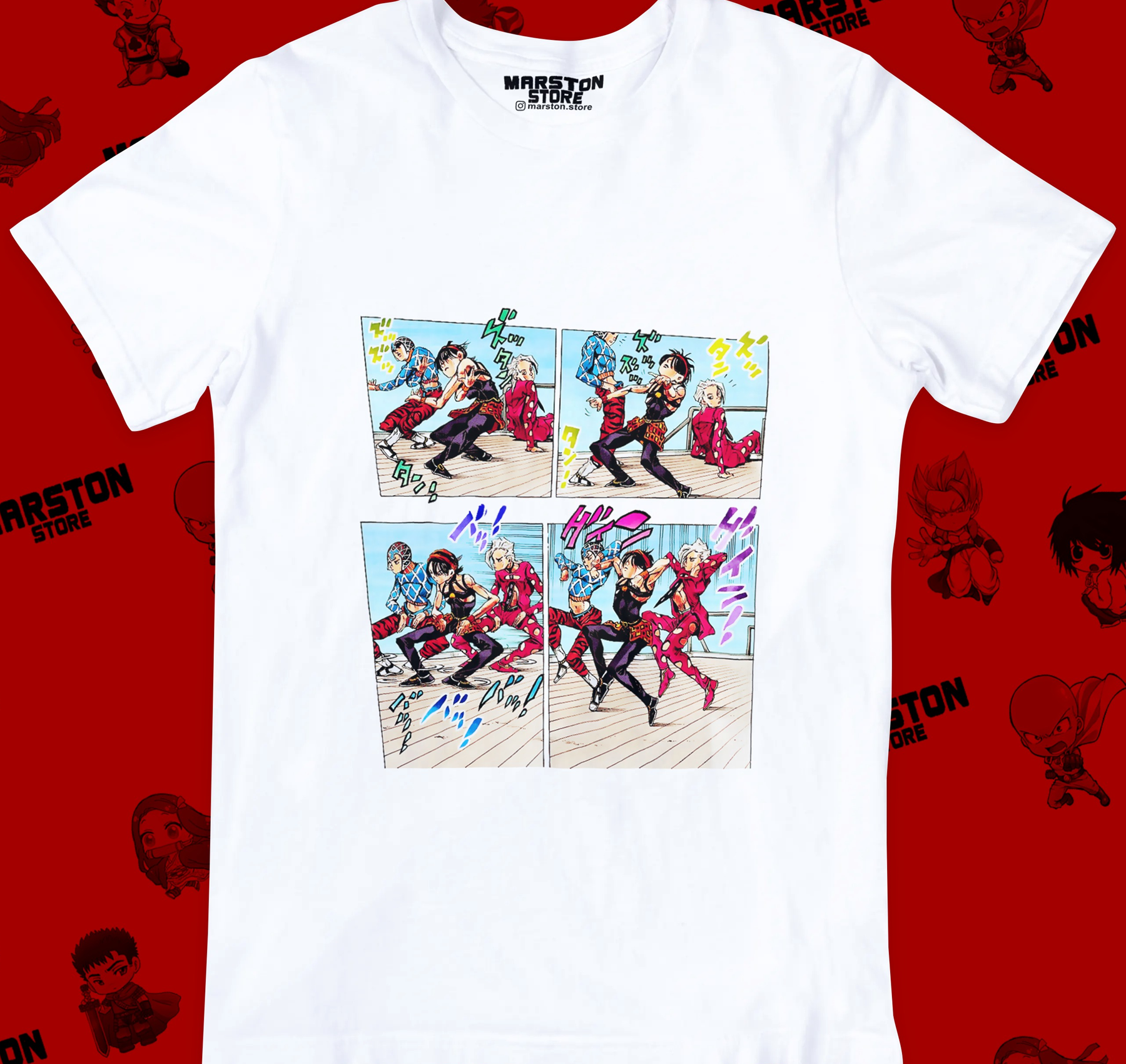 Polera blanca de JoJo's Bizarre Adventure con diseño Torture Dance