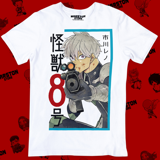 Polera blanca de Kaiju No. 8 con Reno Ichikawa