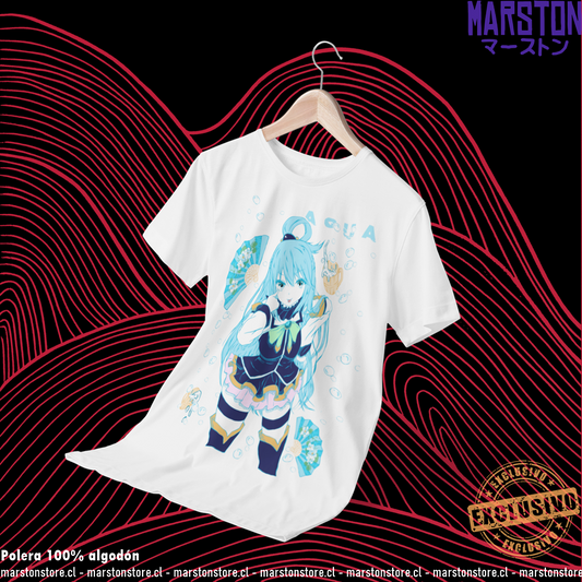 Polera blanca de KonoSuba con Aqua