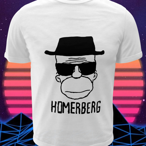 Polera blanca crossover de Los Simpson y Breaking Bad con Homero Simpson