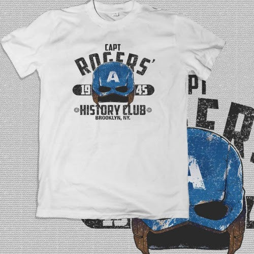 Polera blanca Marvel con Capitán América