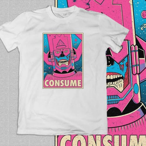 Polera blanca Marvel con Galactus