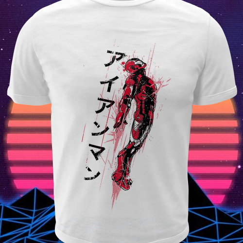 Polera blanca Marvel con Iron Man
