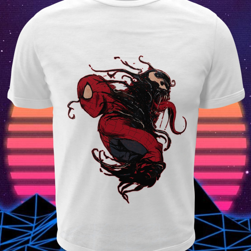 Polera blanca Marvel con Venom y Spider-Man