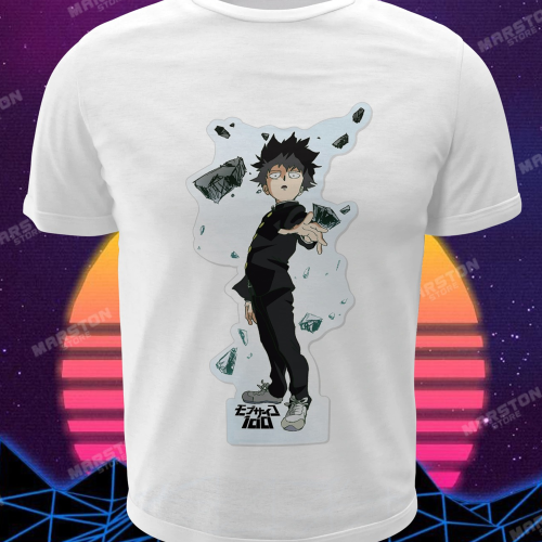 Polera blanca de Mob Psycho 100 con Shigeo Kageyama, Mob