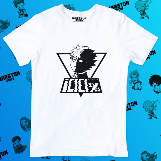 Polera blanca de Mob Psycho 100 con Shigeo Kageyama, Mob