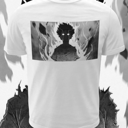 Polera blanca de Mob Psycho 100 con Shigeo Kageyama, Mob