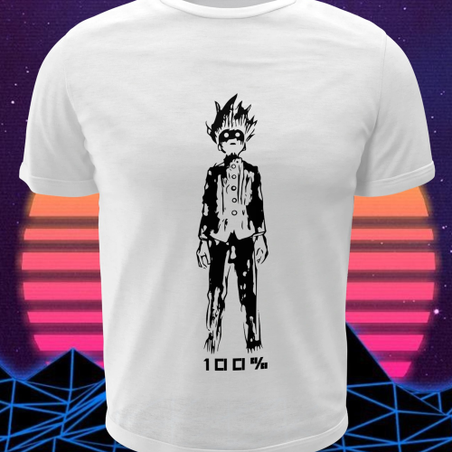 Polera blanca de Mob Psycho 100 con Shigeo Kageyama, Mob