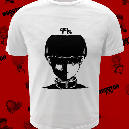 Polera blanca de Mob Psycho 100 con Shigeo Kageyama, Mob