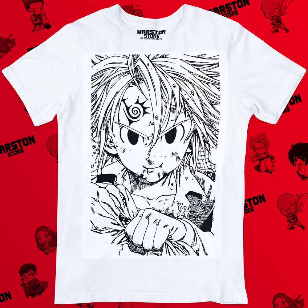Polera blanca de Nanatsu no Taizai (The Seven Deadly Sins) con Meliodas