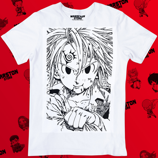Polera blanca de Nanatsu no Taizai (The Seven Deadly Sins) con Meliodas