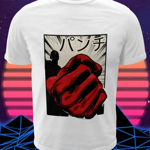 Polera blanca de One Punch Man