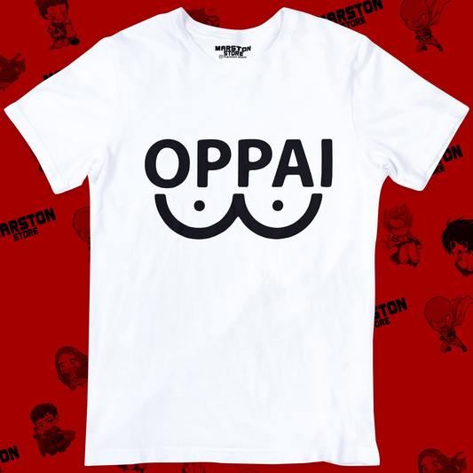 Polera blanca de One Punch Man con diseño Oppai