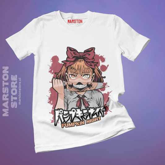 Polera blanca de Pumpkin Night con Naoko Kirino