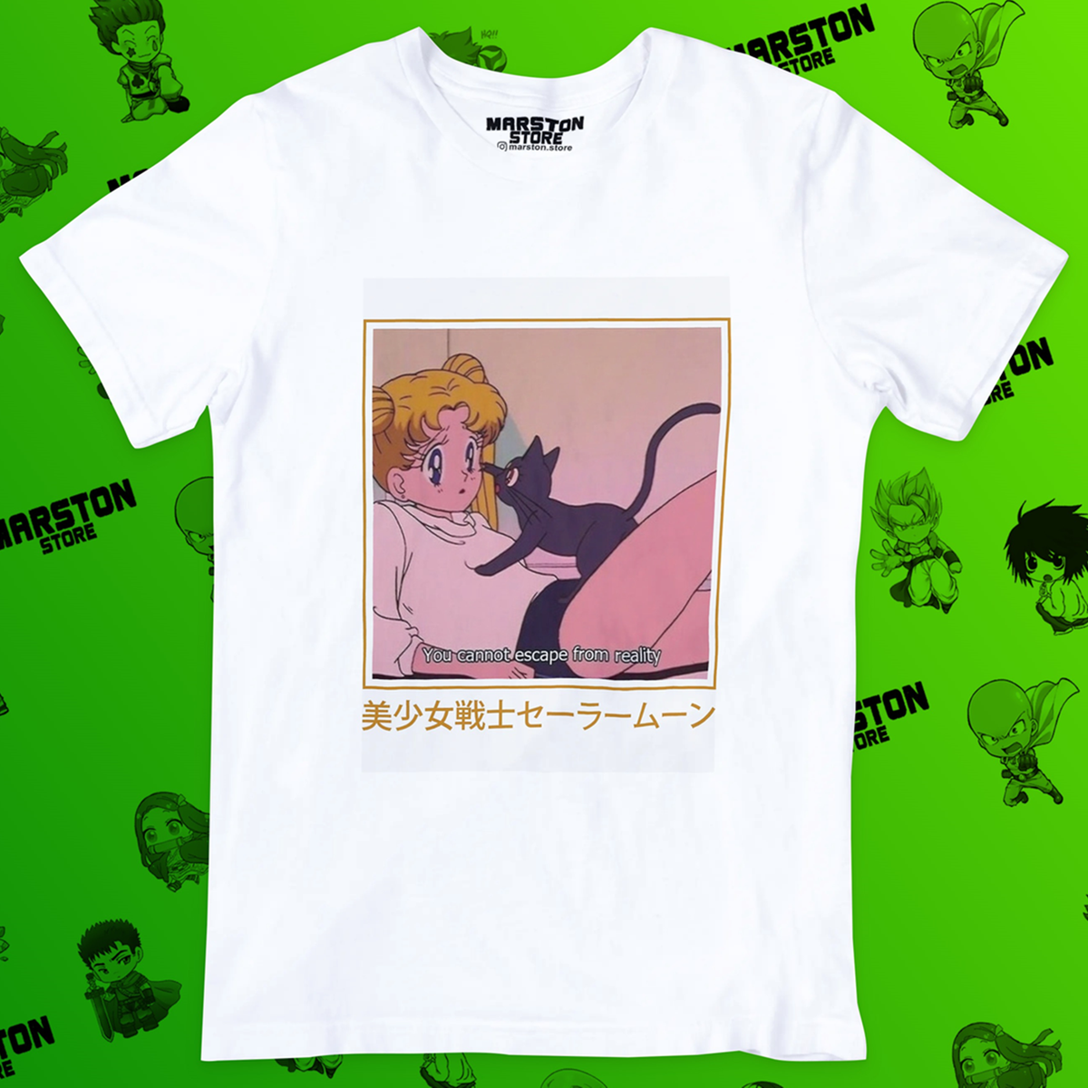 Polera blanca de Sailor Moon con diseño anime
