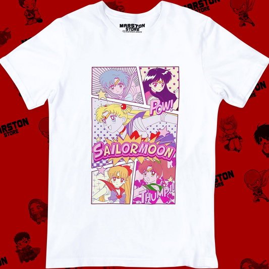 Polera blanca de Sailor Moon con diseño anime