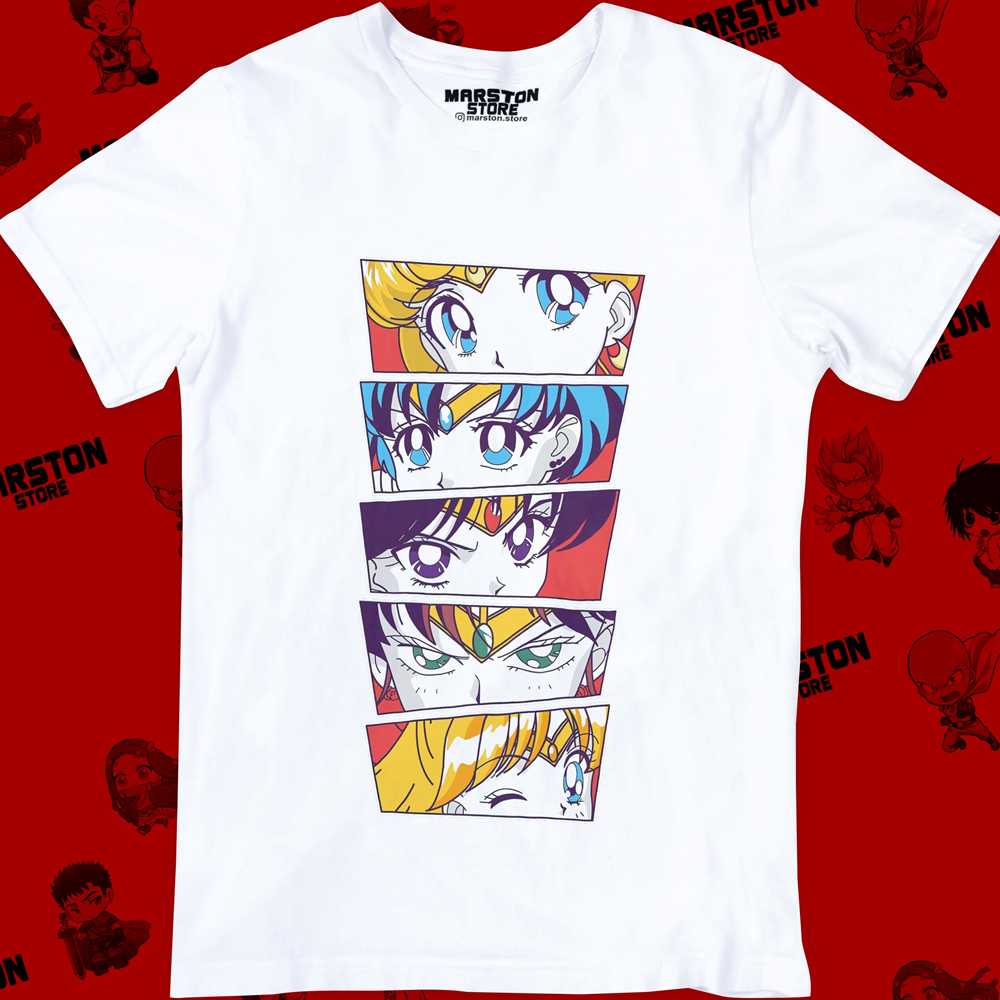 Polera blanca de Sailor Moon con diseño anime