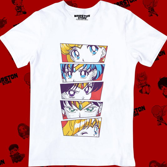 Polera blanca de Sailor Moon con diseño anime