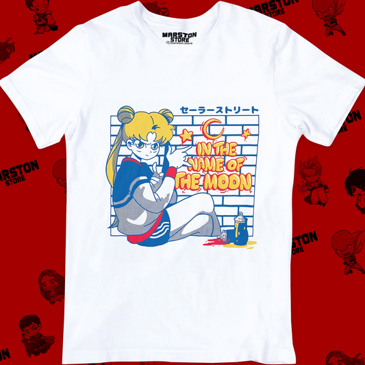 Polera blanca de Sailor Moon con diseño anime
