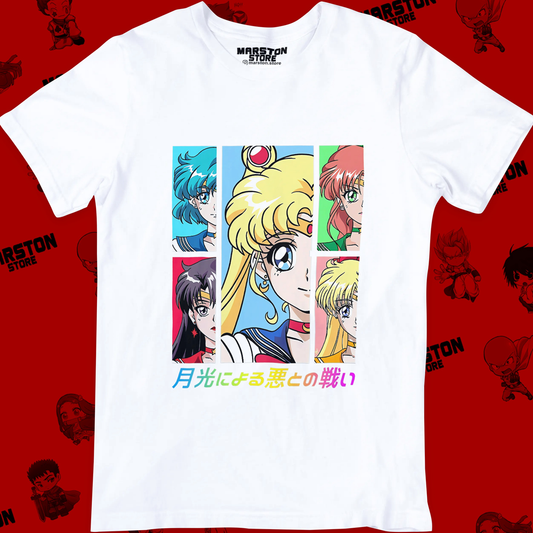 Polera blanca de Sailor Moon con diseño anime