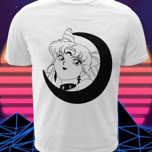 Polera blanca de Sailor Moon con diseño anime
