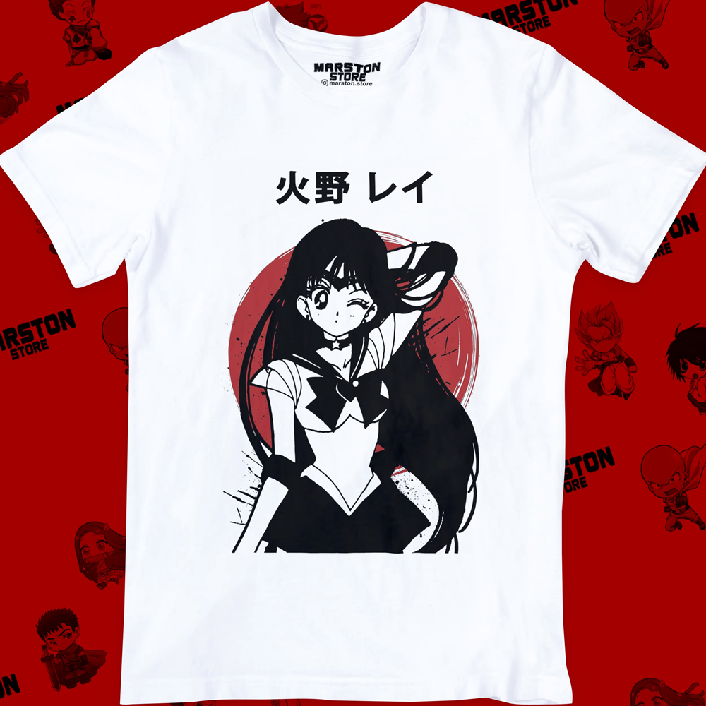 Polera blanca de Sailor Moon con diseño anime