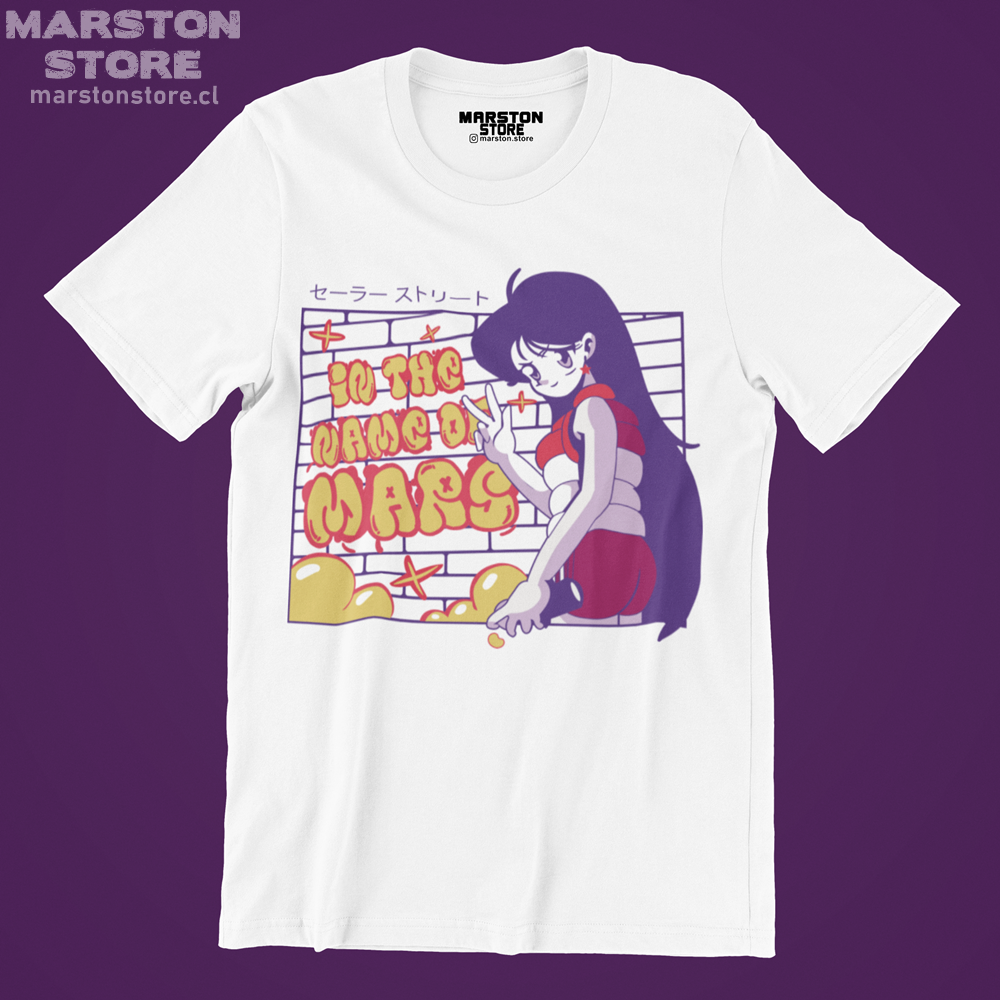 Polera blanca de Sailor Moon con diseño anime