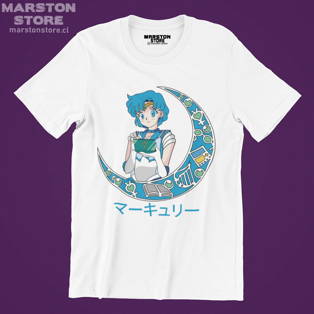 Polera blanca de Sailor Moon con diseño anime