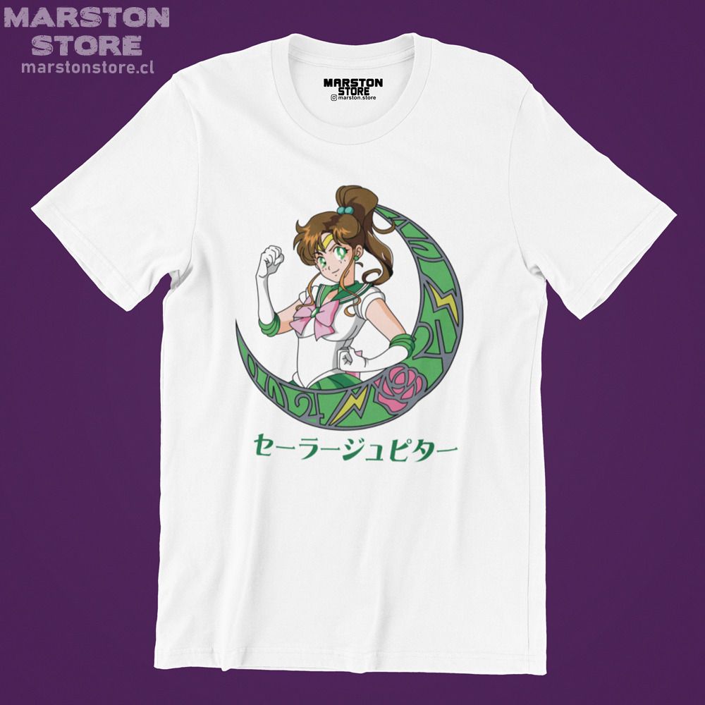 Polera blanca de Sailor Moon con diseño anime