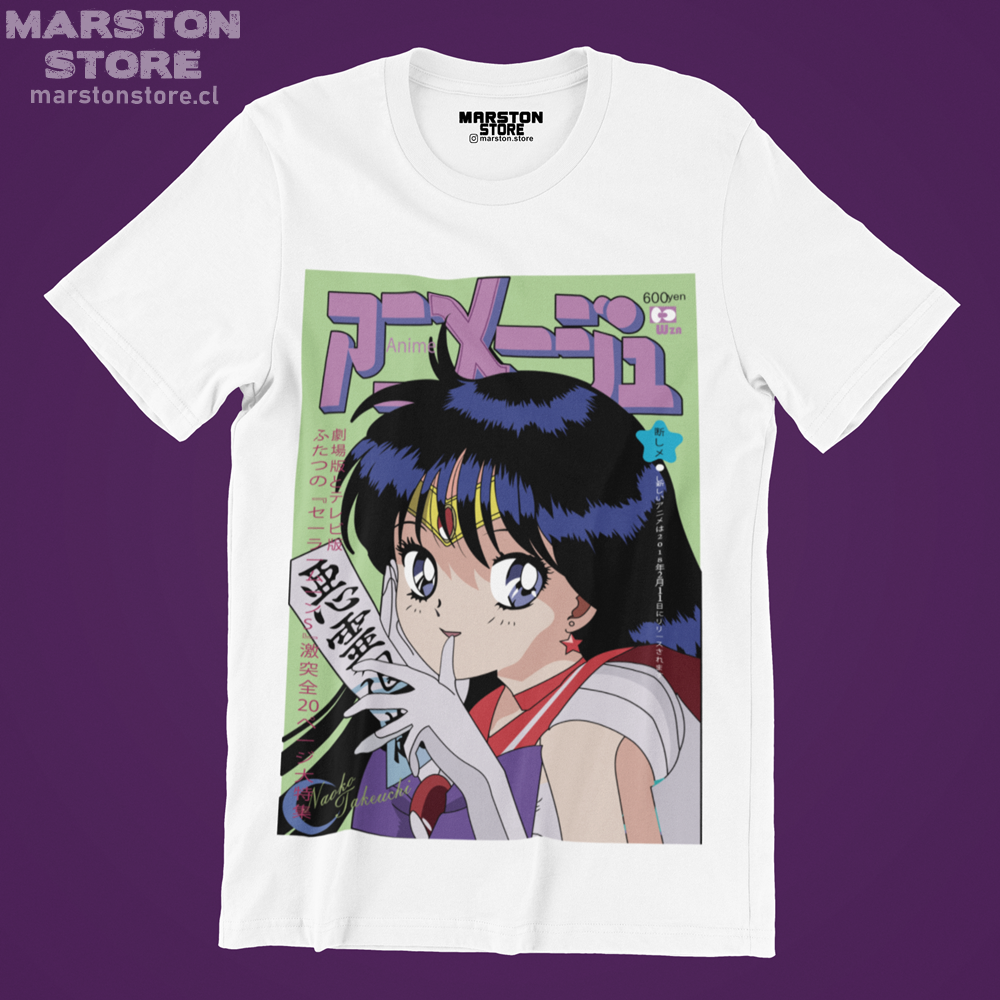 Polera blanca de Sailor Moon con diseño anime