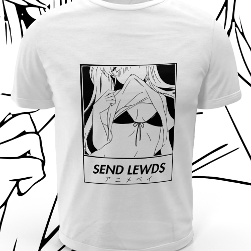 Polera blanca con diseño Send Lewds