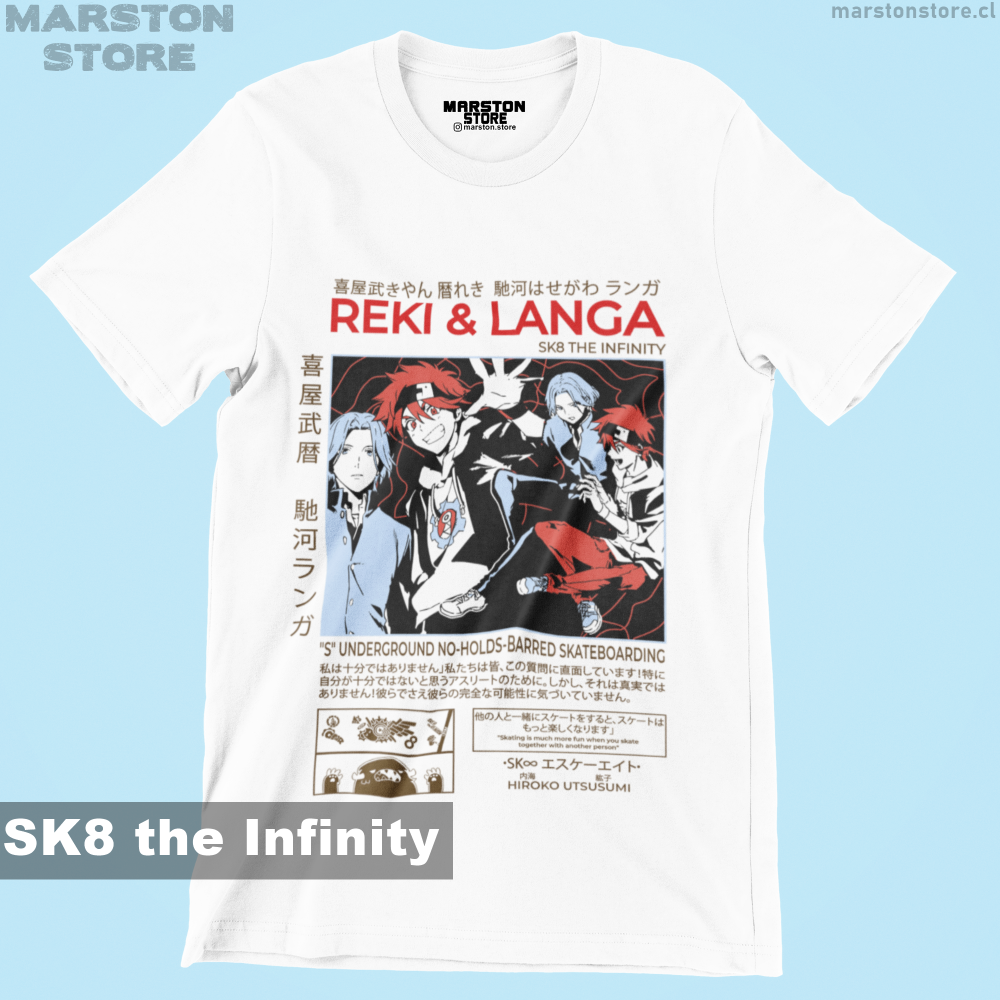Polera blanca de SK∞ (SK8 the Infinity) con Langa Hasegawa y Reki Kyan