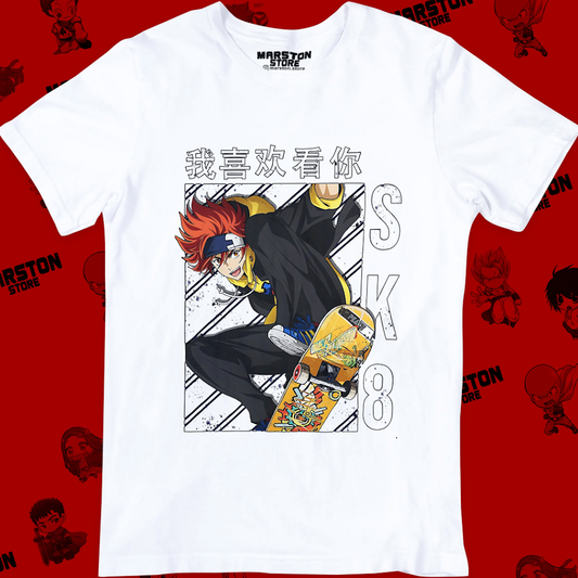 Polera blanca de SK∞ / Sk8 the Infinity con Reki Kyan